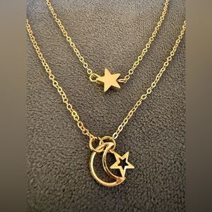 Gold Star & Crescent Layered Necklace - Women Jewelry